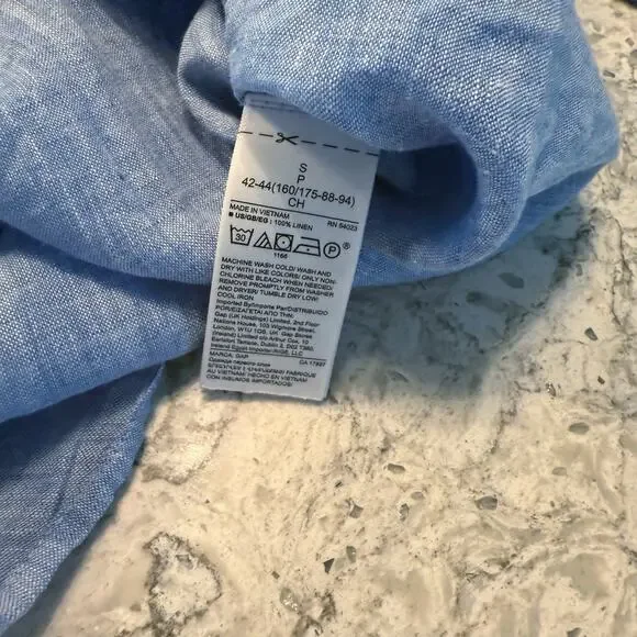 Gap Boyfriend Oversized 100% Linen Blouse Top Women’s Small Blue - Picture 12 of 15